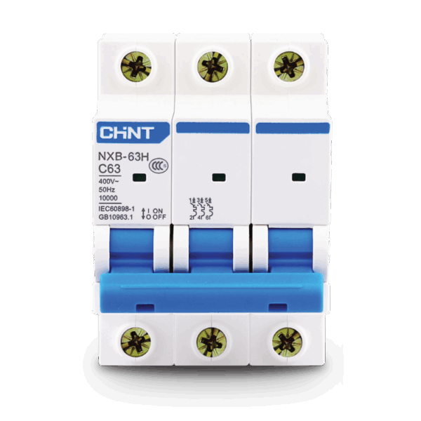 Int. Termomagnético CHINT NXB-63, In:10A, Icn:6kA, Curva C, 3-polos