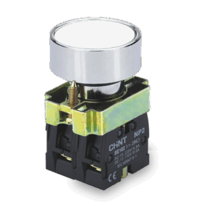 PULSADOR DE CUERPO METALICO DE 22 MM BLANCO CON CONTACTO NA