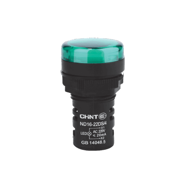 OJO DE BUEY 22 MM COLOR VERDE LED CAP 230V CORTO