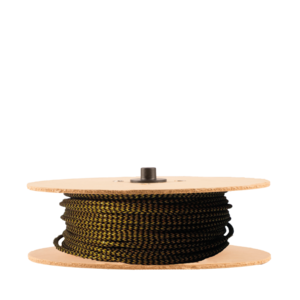 CABLE TEXTIL 2X0.5MM 300V CARRETEL X50 METROS NEGRO CON DORADO ZIG ZAG