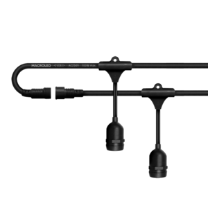 GUIRNALDA NEGRA 10Mts X 20 PORTAMPARAS E27 MACROLED IP66 250V 700W MAX