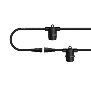 GUIRNALDA NEGRA 10Mts X 20 PORTAMPARAS E27 CORTO MACROLED IP66 250V 700W MAX